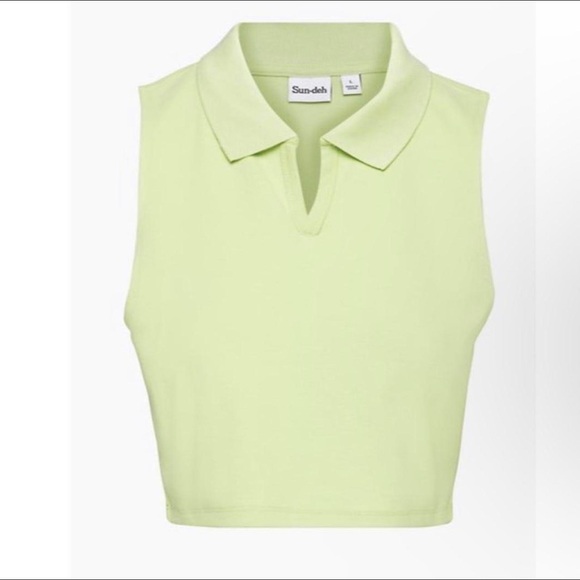 Aritzia cropped green sleeveless polo - Picture 1 of 4